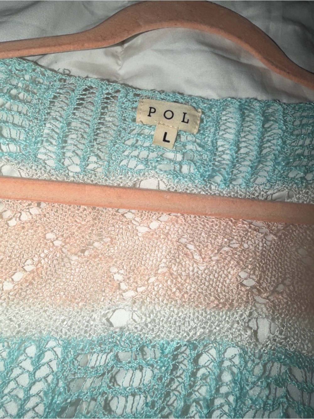 Women’s Pastel Stripe Crochet open knit Beach Cover-Up Sweater - Picture 4 of 6